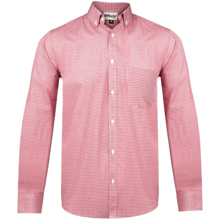 Mens Long Sleeve Edinburgh Shirt - Red - Image 2