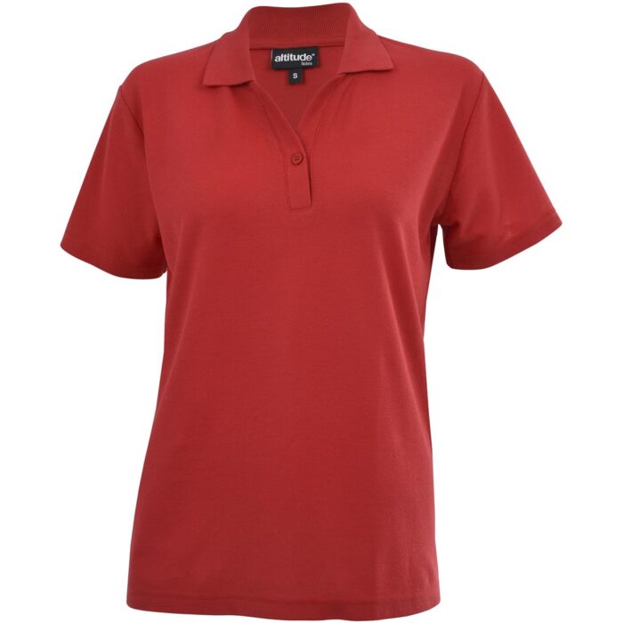 Ladies Melrose Heavyweight Golf Shirt - Red - Image 2