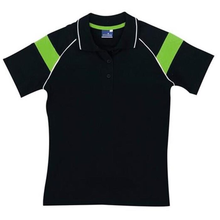 Ladies Score Golf Shirt - Black Lime - Image 2