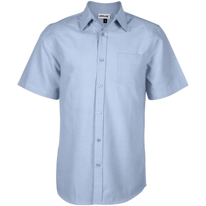 Mens Short Sleeve Oxford Shirt - Light Blue - Image 2