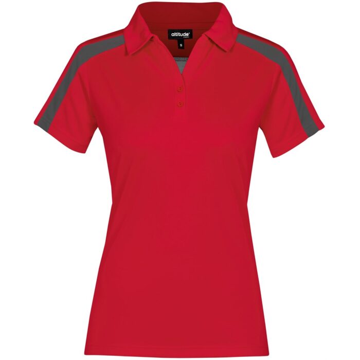 Ladies Nautilus Golf Shirt - Red - Image 2