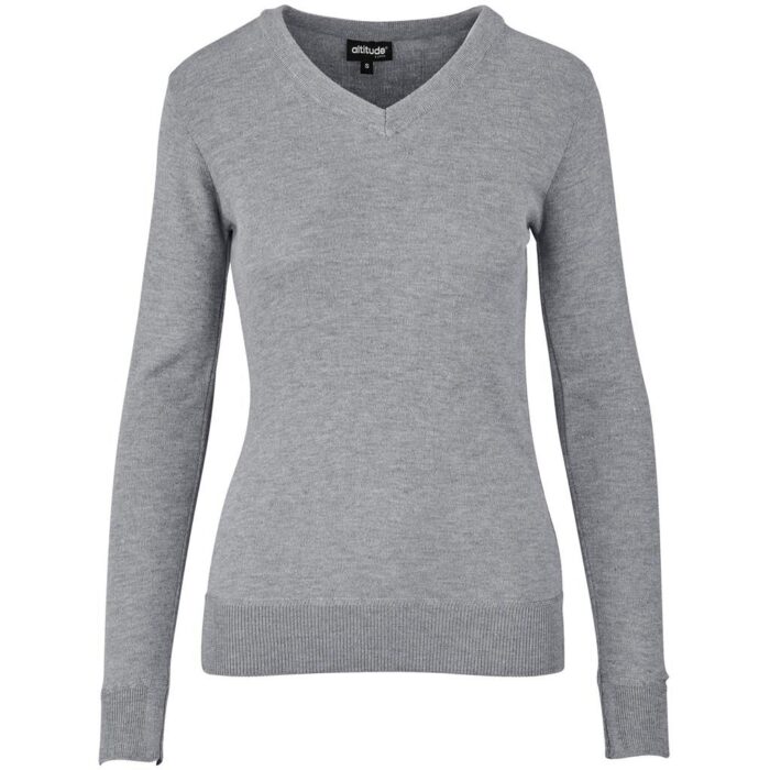 Ladies Long Sleeve Peru V-Neck Jersey - Grey - Image 2