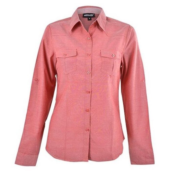 Ladies Long Sleeve Ruby Shirt - Red - Image 2