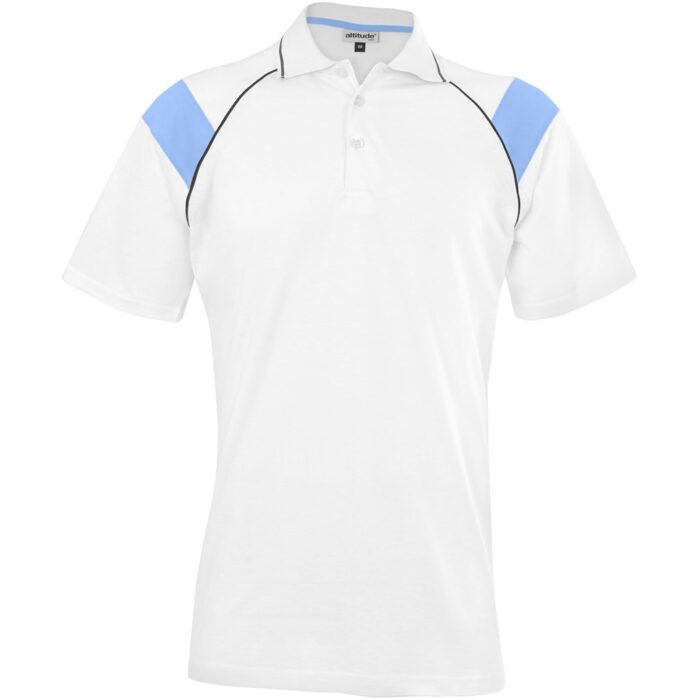 Mens Score Golf Shirt - White Light Blue - Image 2