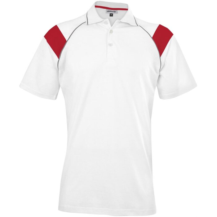 Mens Score Golf Shirt - White Red - Image 2