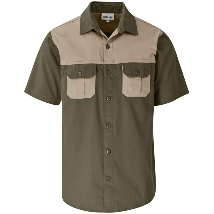 Mens Short Sleeve Serengeti 2-Tone Bush Shirt - Image 4