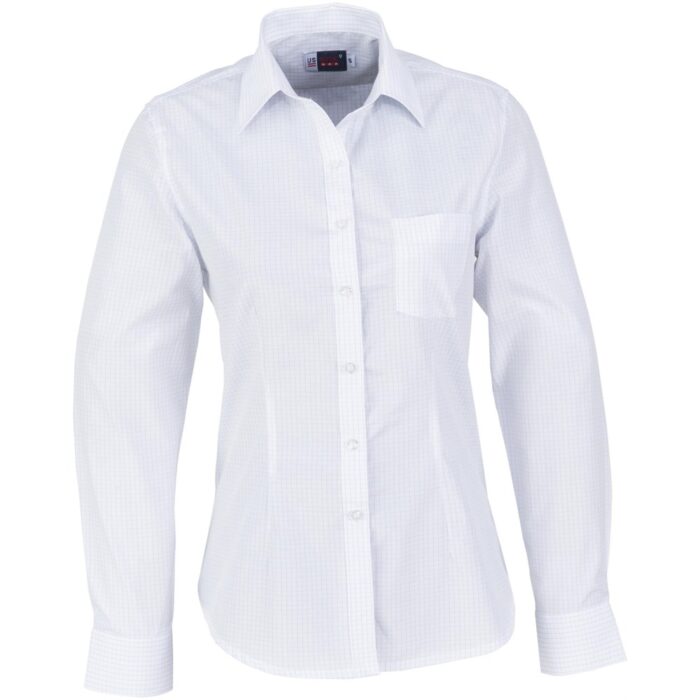 Ladies Long Sleeve Huntington Shirt - White Light Blue - Image 2