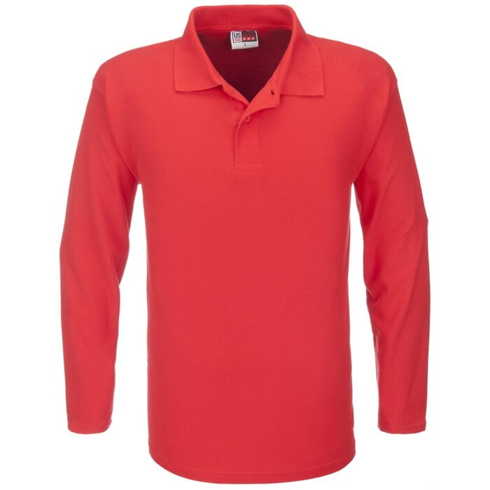 Mens Long Sleeve Boston Golf Shirt - Red - Image 2