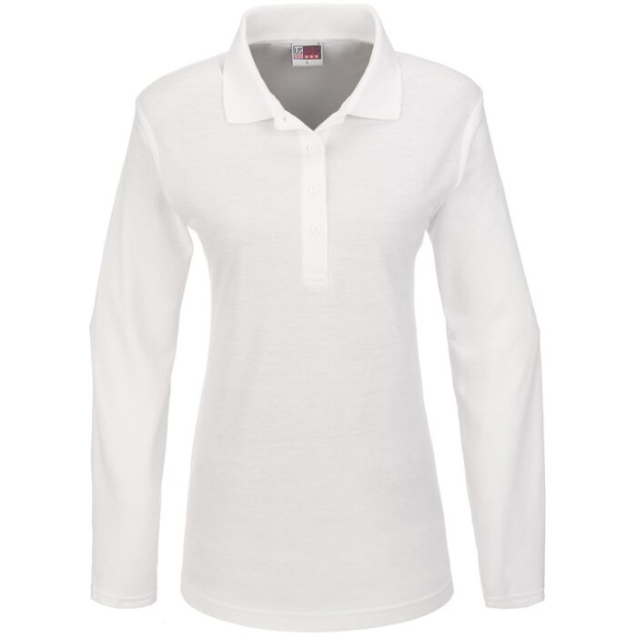 Ladies Long Sleeve Boston Golf Shirt - White - Image 2