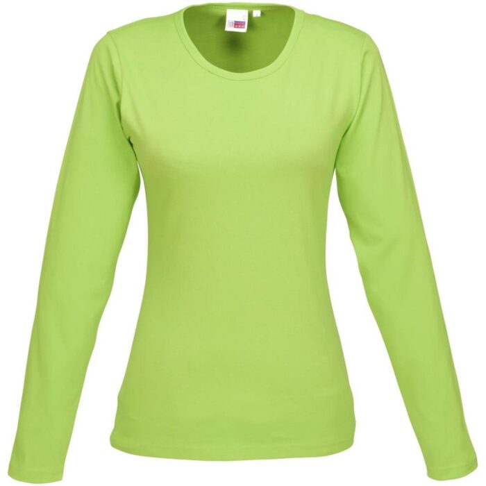 Ladies Long Sleeve Portland T-Shirt - Lime - Image 2