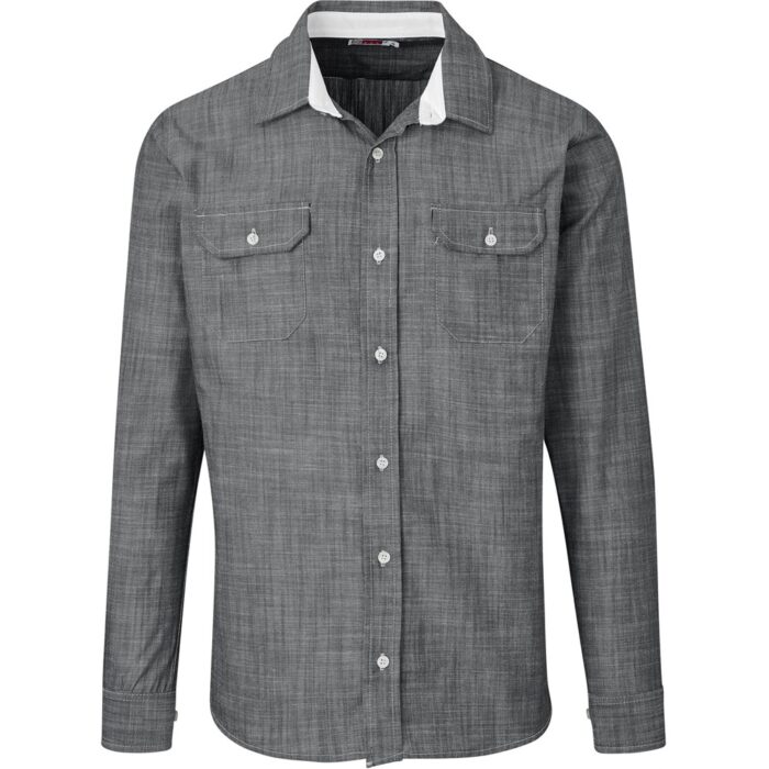 Mens Long Sleeve Windsor Shirt - Grey - Image 2