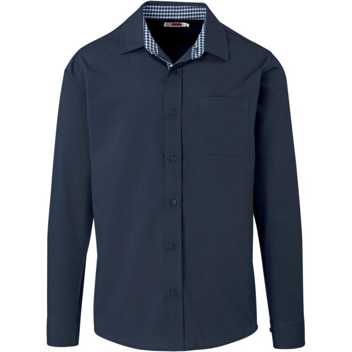 Mens Long Sleeve Warrington Shirt - Navy - Image 2