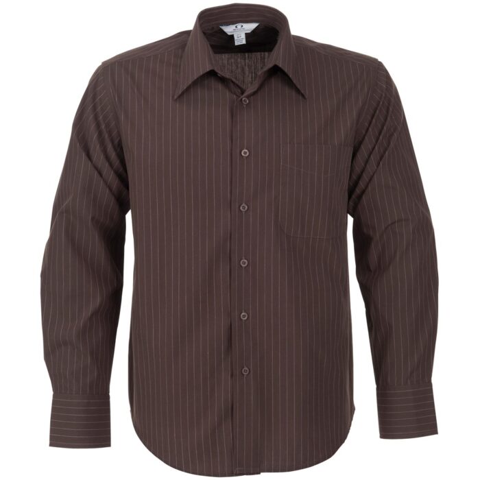 Mens Long Sleeve Manhattan Striped Shirt - Brown Old - Image 2