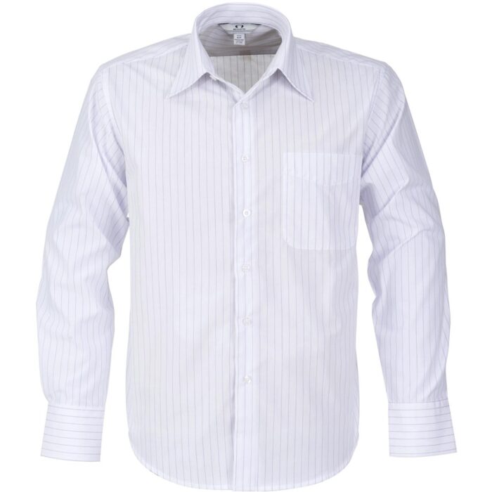Mens Long Sleeve Manhattan Striped Shirt - White Navy - Image 2
