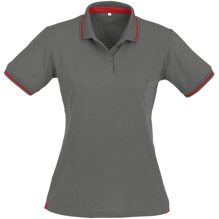 Ladies Jet Golf Shirt - Grey Red - Image 2