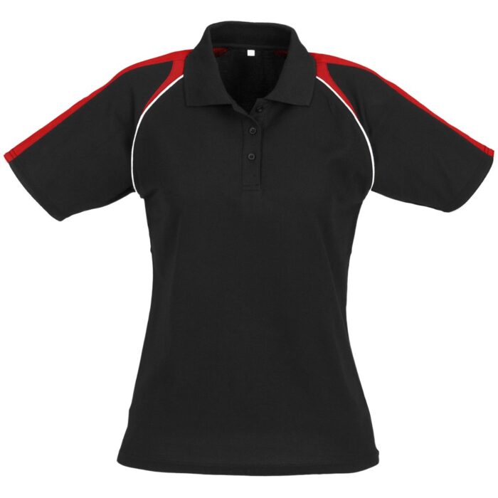 Ladies Triton Golf Shirt - Black Red - Image 2