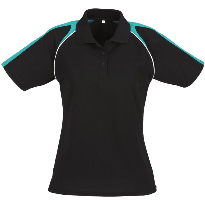 Ladies Triton Golf Shirt - Black Teal - Image 2