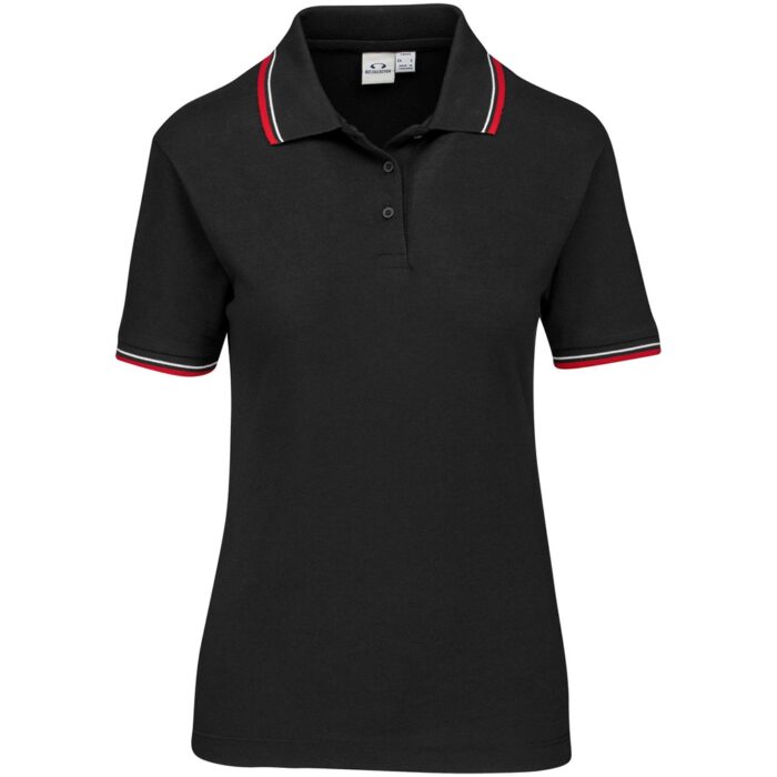 Ladies Cambridge Golf Shirt - Black Red - Image 2