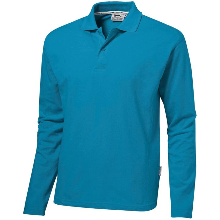 Mens Long Sleeve Zenith Golf Shirt - Aqua - Image 2