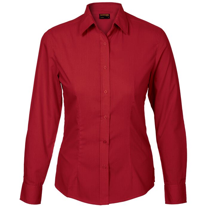 Basic Poly Cotton Blouse Long Sleeve Ladies - Image 2
